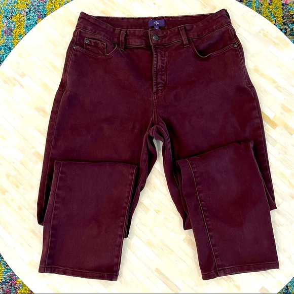 NYJD Burgundy Slim Straight Jeans - Picture 1 of 8